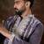 Men lavender silk blend solid embroidered straight kurta with trouser