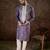 Men lavender silk blend solid embroidered straight kurta with trouser