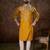 Men mustard silk blend solid embroidered straight kurta with trouser