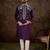 Men purple silk blend solid embroidered straight kurta with trouser