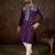 Men purple silk blend solid embroidered straight kurta with trouser