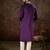 Men purple silk blend solid embroidered straight kurta with trouser