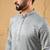 Men grey viscose rayon solid embroidered straight kurta