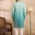 Men teal silk blend ombre embroidered straight kurta sets