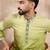 Men green silk blend ethnic motifs embroidered straight kurta with trouser