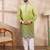 Men green silk blend ethnic motifs embroidered straight kurta with trouser