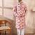 Men peach silk blend solid embroidered straight kurta with trouser
