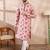 Men peach silk blend solid embroidered straight kurta with trouser