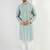 Men teal viscose rayon geometric embroidered chikankari straight kurta