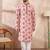 Men peach silk blend solid embroidered straight kurta with trouser