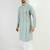 Men teal viscose rayon geometric embroidered chikankari straight kurta