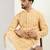 Men yellow viscose rayon abstract embroidered chikankari straight kurta