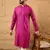 Men pink cotton solid embroidered straight kurta