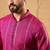 Men pink cotton solid embroidered straight kurta