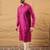 Men pink cotton solid embroidered straight kurta