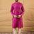 Men pink cotton solid embroidered straight kurta
