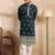 Men navy blue polyester solid embroidered straight kurta sets