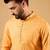 Men yellow cotton solid embroidered straight kurta