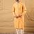 Men yellow cotton solid embroidered straight kurta