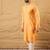 Men yellow cotton solid embroidered straight kurta