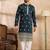 Men navy blue polyester solid embroidered straight kurta sets
