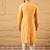 Men yellow cotton solid embroidered straight kurta