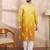 Men yellow silk blend ethnic motifs embroidered straight kurta with trouser
