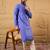 Men blue cotton solid embroidered straight kurta