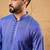 Men blue cotton solid embroidered straight kurta