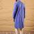 Men blue cotton solid embroidered straight kurta