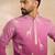 Men purple silk blend ombre embroidered straight kurta sets
