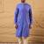 Men blue cotton solid embroidered straight kurta
