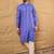 Men blue cotton solid embroidered straight kurta