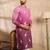 Men purple silk blend ombre embroidered straight kurta sets