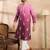 Men purple silk blend ombre embroidered straight kurta sets