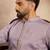 Men lavender silk blend solid embroidered straight kurta sets