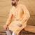 Men orange viscose rayon abstract embroidered straight kurta