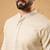 Men off white silk blend solid embroidered straight kurta