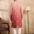 Men red silk blend ombre embroidered straight kurta sets