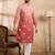 Men red silk blend ombre embroidered straight kurta sets