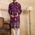 Men purple polyester solid embroidered straight kurta sets