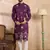 Men purple polyester solid embroidered straight kurta sets