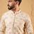 Men off white silk blend solid embroidered straight kurta