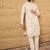 Men off white silk blend solid embroidered straight kurta
