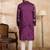 Men purple polyester solid embroidered straight kurta sets