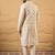 Men off white silk blend solid embroidered straight kurta