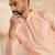 Men peach polyester solid embroidered straight kurta sets