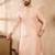 Men peach polyester solid embroidered straight kurta sets