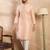 Men peach polyester solid embroidered straight kurta sets