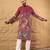 Men pink georgette solid embroidered straight kurta